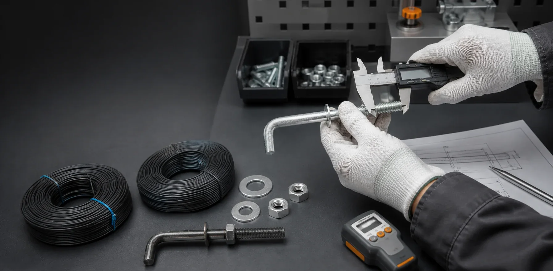 Anchor bolt and tie wire quality inspection